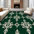 Forest Green Snowflake Motif Rug