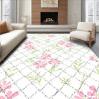 Pastel Pink Floral Quilted Lattice Rug
