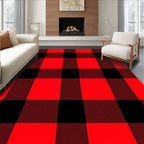 Vivid Red Black Buffalo Check Rug