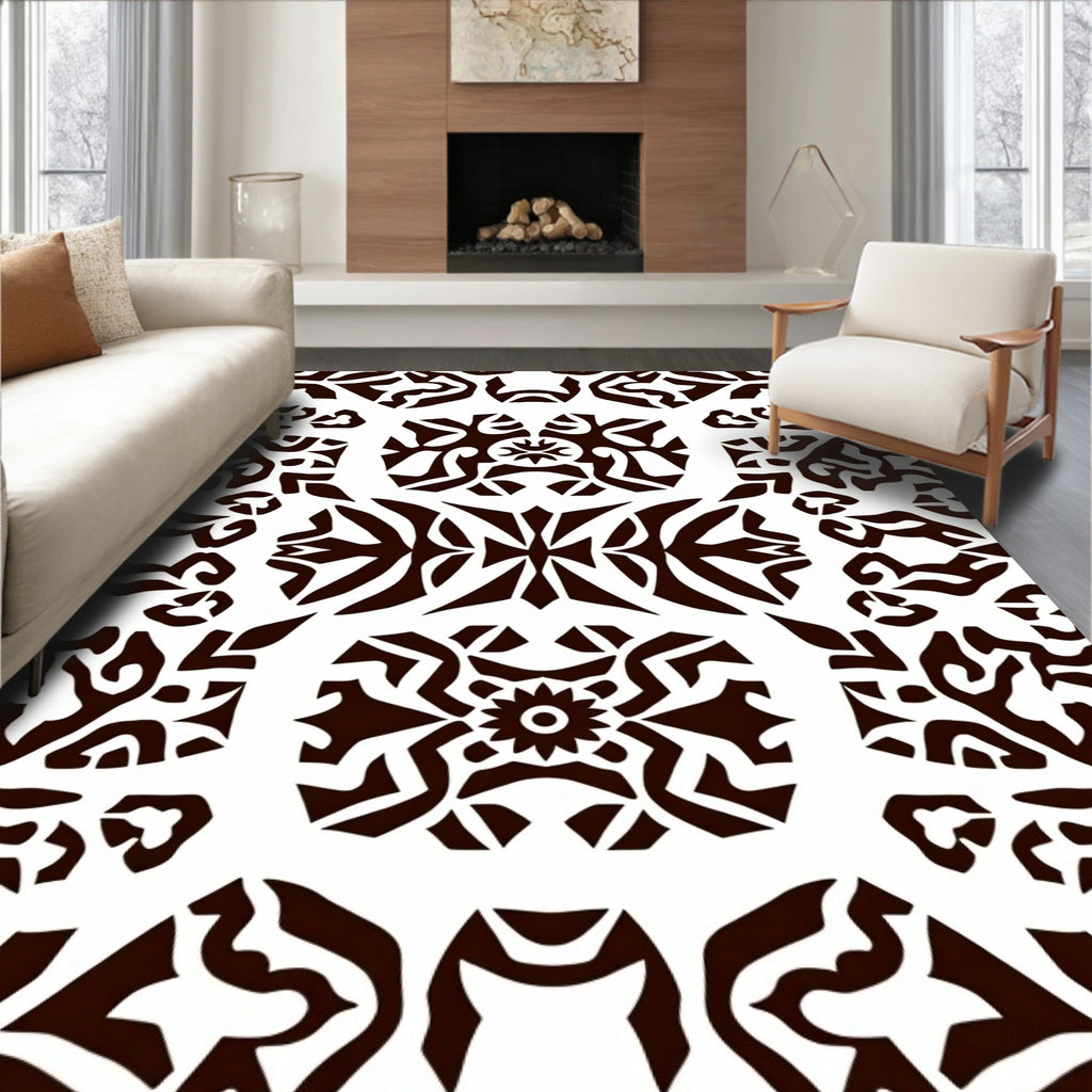 Dark Brown Tribal Mandala Rug