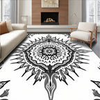 Monochromatic Floral Medallion Sunburst Rug