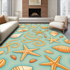 Coastal Starfish Seashell Swirl Collection Rug