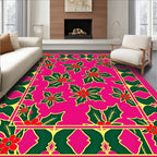 Radiant Pink Holly Berry Border Rug