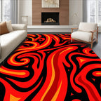 Fiery Red Swirls Tribal Rug