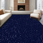 Deep Blue Starry Night Swirls Rug