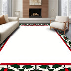 Holly Berry Red Green Border Rug