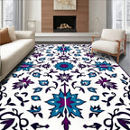Vibrant Teal Purple Floral Medallion Rug