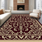 Crimson and Gold Scrollwork Medallion Rug