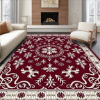 Crimson Snowflake Mandala Medallion Rug