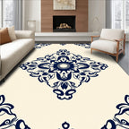 Navy Floral Diamond Tile Rug