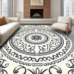 Dark Navy Cream Mandala Flourish Rug
