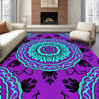 Vibrant Purple Teal Mandala medallions Rug