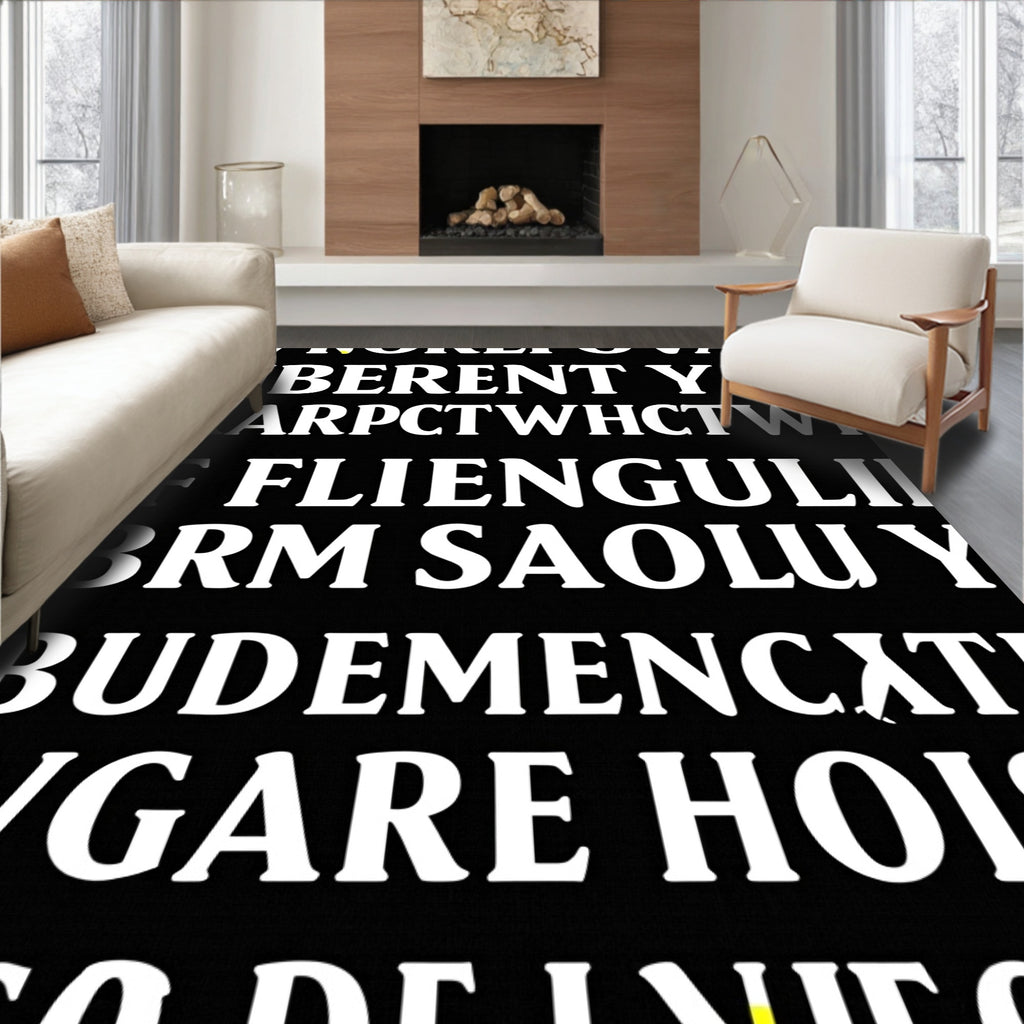 Bold Black Textured Geometric Weave Rug
