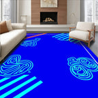 Retro Blue Abstract Swirls Rug