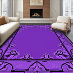 Regal Violet Floral Bordered Rug