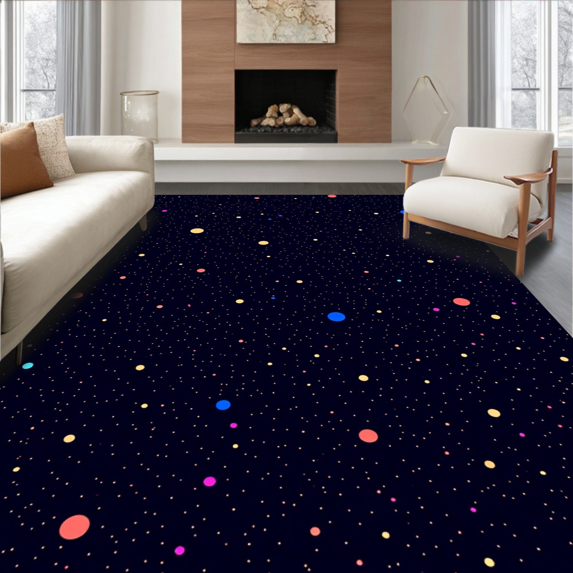 Cosmic Multicolored Starry Night Rug