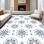 Gray Snowflake Medallion Intricate Repeat Rug