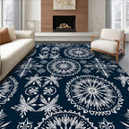 Snowflake Medallion Navy White Rug