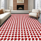 Classic Houndstooth Red White Rug